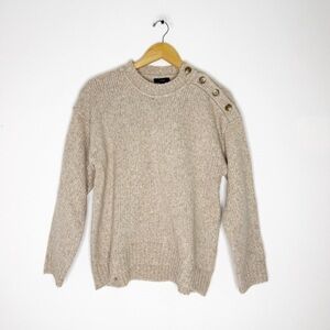 J.Crew Button-Shoulder Heathered Crewneck Sweater – Women’s Size Small NWT